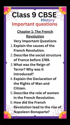 class 9 Cbse history important questions chapter 1 The French revolution