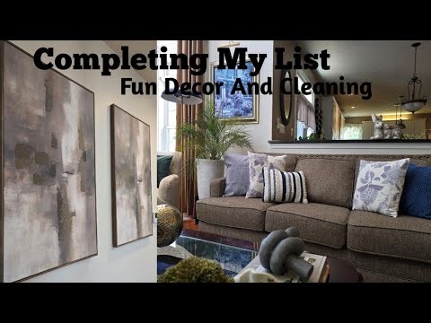 Fun Cleaning and Decorating | Laundry Machine Cleaning | Beautiful Wall Art + Blue Pillow Cover Look