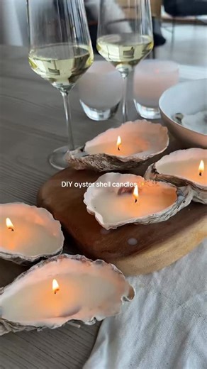 Ginger Rose on Instagram: "Oyster shell candles! The perfect winter at home activity 🦪🕯️ #diycrafts #rainydayactivities #makingcandles #candlemaking #diycandles #oystershellart #oystershell DIY crafts, rainy day activities, making candles, candle making, DIY candles, oyster shell art, oyster shells"
