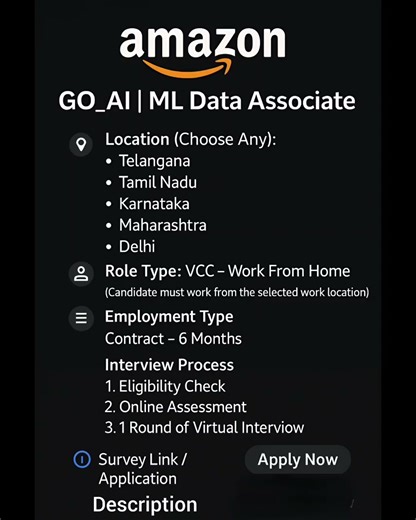 AmazonGO_AI ML Data Associate Job|WorkFrom Home| No Experience Needed|Any Graduate|Apply Now#shorts
