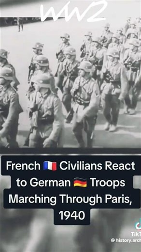 The reaction of the French when the Germans arrive in Paris