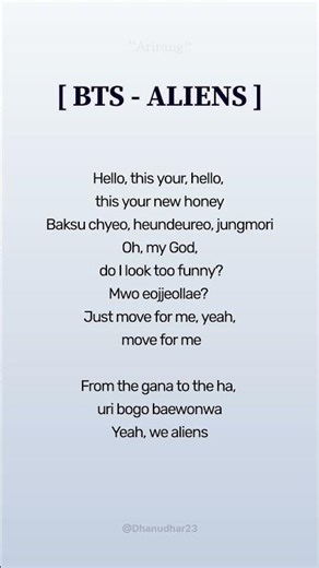ALIENS - BTS song lyrics #bts #btssongs #songlyrics #rapsong#kpop#btsedits#rm #jungkook#jhope#fypシ