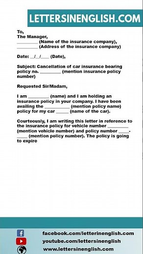 Request Letter for Cancellation of Car Insurance - Letter Requesting Car Insurance Cancellation
