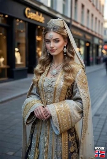 Norwegian Wedding Dress 👰🇧🇻 | Traditional Bridal Style #shorts #culture #Norway #shorts