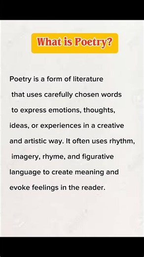 What is poetry? and types of poetry l #poetry #englishliterature #shortvideo