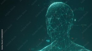 Artificial Intelligence face scanner. Facial recognition and biometric medical research concept Stock Video