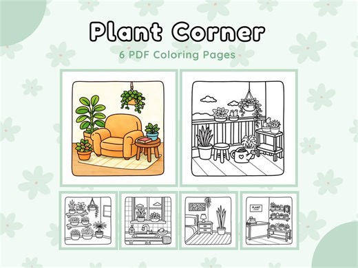 Plant Corner Coloring Book, Cozy Indoor Plant Designs, Houseplant Line Art, Easy Relaxing Adult Coloring Pages, Printable PDF - Etsy