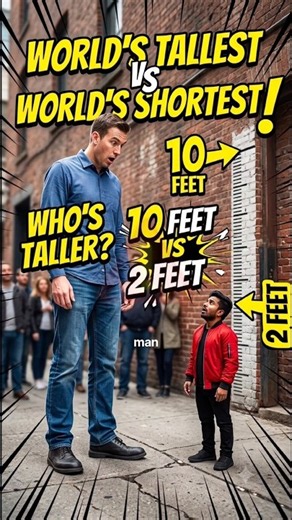 Tallest vs Shortest Man 😱 #Shorts #AmazingFacts #worldrecords #usa #fyp