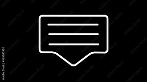 Speech bubble chat icon. simple line comment icon animated on black background.