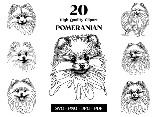 Pomeranian Line Art Clipart Bundle: Minimalist Dog Vector (digital Download) - Etsy