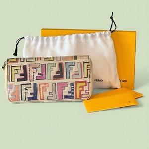 Fendi RARE FF Zucca Continental Leather Zippy Wallet COA