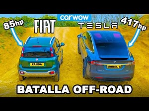 Tesla Model X vs Fiat Panda Cross: ¡ARRANCONES CUESTA ARRIBA y cuál es el mejor OFF-ROAD!