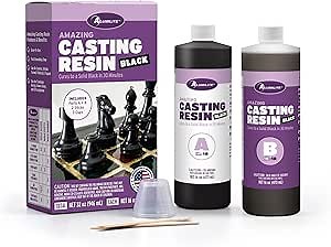Alumilite Amazing Black Casting Resin Kit 32 oz (16 oz Part A + 16 oz Part B) – Ideal for Pouring Small to Large Durable Pieces, Arts, Crafts, and Architecture Molds, 30-Minute Cure Time