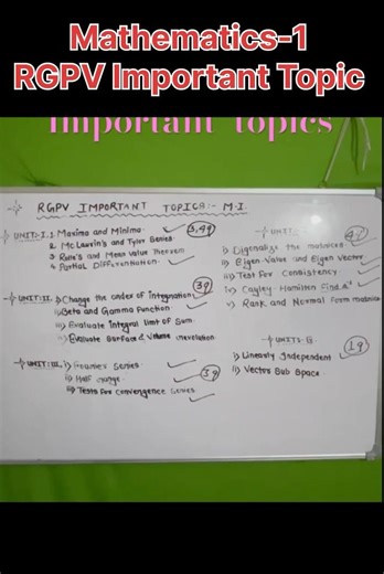 #mathematic 1 #100% confirm rgpv important Topics & question#how to easy pass 1day last moment exam