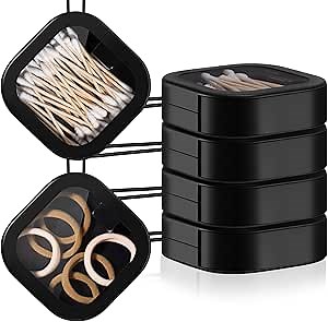 Kathfly 4 Pcs Hair Tie Organizer Travel, Stackable, Black