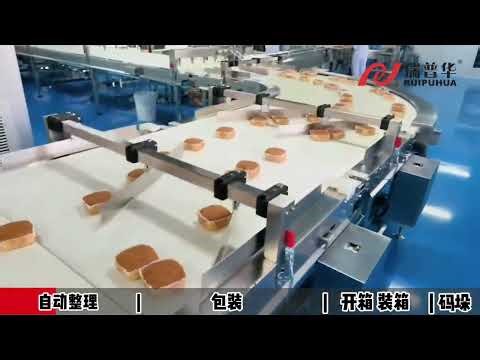 Cake bread automatic feeding and Packaging system Robot lodging and palletizing line