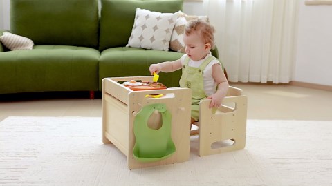 Amazon.com: bpmfkid Montessori Weaning Table and Chair Set - Adjustable Design for Toddlers, Ideal for Mealtime, Learning, and Play : Home & Kitchen