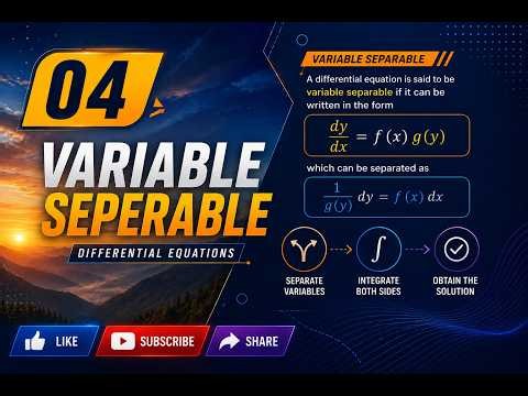 Variable Separable | 1st Order and 1st Degree ODE & PDE | Complete Course | By Bamdeb Sir