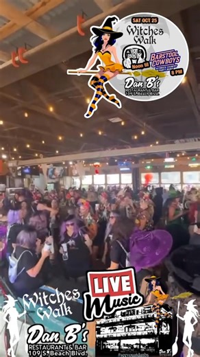 Witches Walk is getting busier & busier. Saturday, October 25, it’s the Witches Walk. DJ Rod spins from 12 pm til & The Barstool Cowboys are live from 8 pm til Midnight. Located at 109 S Beach Blvd., #seeyouatdanbs #walkthisway #reels #fyp #reelitfeelit | Dan B. Murphy's Restaurant & Bar
