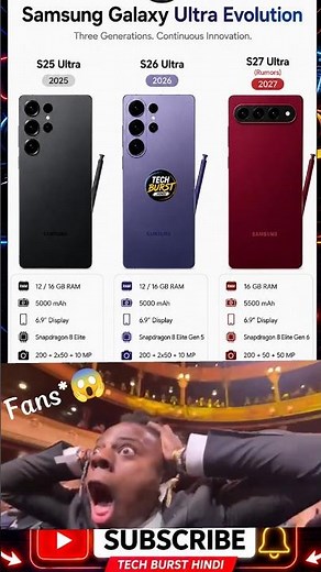 📱 Samsung Galaxy S25 Ultra vs S26 Ultra vs S27 Ultra 🤯 Biggest Evolution! #shorts