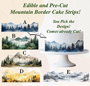 Edible Mountain Border Cake Wraps Strips. Mountain Landscape Border Strips. Mountain Images Printed on Edible Frosting Sheet. Pre-cut Strips - Etsy