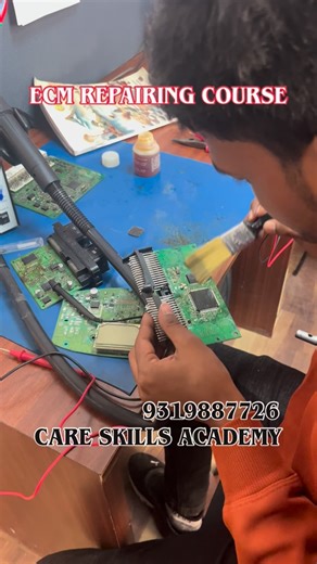 Master the ECM Repairing Course at Care Skills Academy in Noida, where hands-on training transforms beginners and technicians into experts on Engine Control Modules—the “brain” of modern vehicles. Participants learn ECM fundamentals, diagnostic scanning for fault codes, sensor testing, circuit troubleshooting, soldering techniques, wiring repairs, and ECU reprogramming using advanced tools like OBD-II scanners, oscilloscopes, and K-TAG software on real vehicle modules including ABS, BCM, and EPS