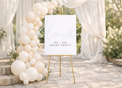 Outdoor Welcome Sign Mockup, Neutral Mockup, Balloon Arch Mockup, Birthday Party Mockup, Blank Card Digital Mockup, JPG PSP Smart Object - Etsy