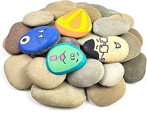 YISZM Large Rocks for Painting, 10PCS River Rocks for Painting, 3-4 Inches Flat Smooth Painting Stones for DIY Arts & Crafting