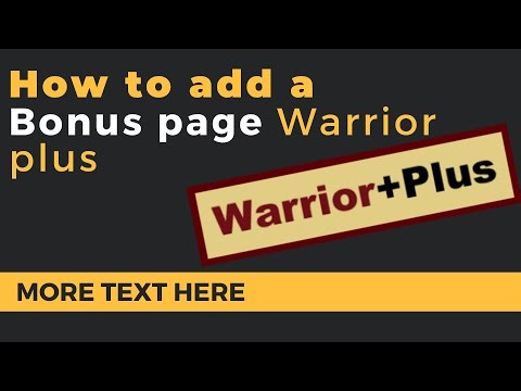 How to add a bonus page in warrior plus 