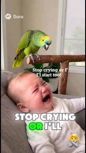 Parrot takings credit of stopping crying #parrot #babyandparrot #BabyAndParrotMoments #ParrotAndBabyVibes #CuteLittleTalks #BabyAndParrotLife #SweetBabyAndParrot | Baby & Parrot