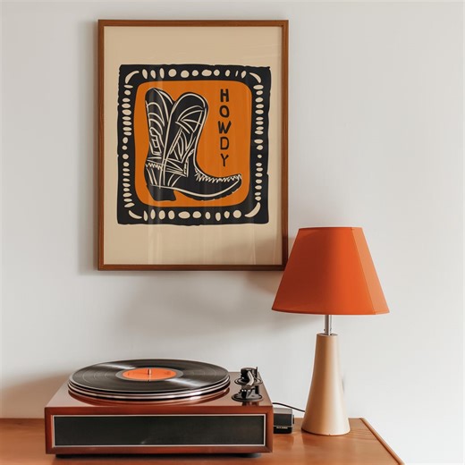 Howdy Cowboy Boots Art Print – Retro Western Decor - Etsy