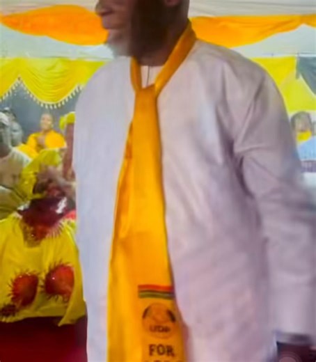 United Democratic Party (UDP) party leader and 2026 flag bearer captured in a joyful mood at the buffer zone, celebrating to the rhythm of a UDP song. | Paradise TV Gambia