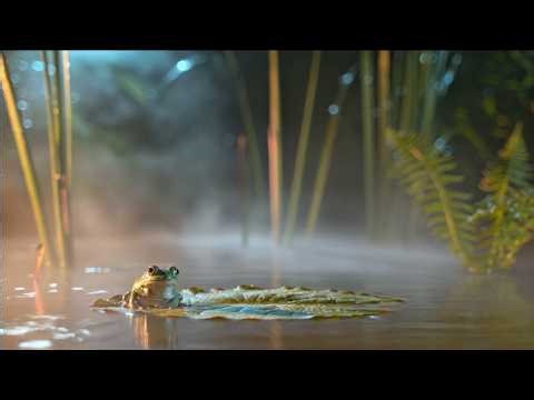 🐸2 Hours Misty Frog Pond ASMR | Light Rain + Gentle Frog Croaks for Deep Sleep & Relaxation