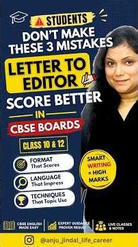 🚨 3 Letter to the Editor Mistakes That Can Cost You Marks! | CBSE Class 10 & 12 English |