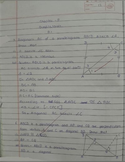 Class - 9 Mathematics Chapter-8 Quadrilaterals Solution Exercise 8.1 and Exercise 8.2