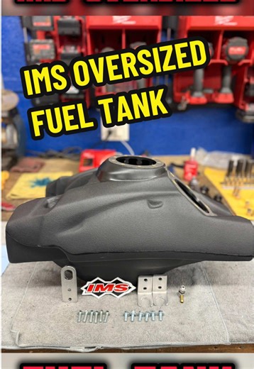 A must have for xc racing and even the weekend warrior. IMS oversized fuel tank. The stock tank is 2.6 gallons the IMS tank is 3.8 gallons. With options for quick fill setup its a solid setup. #oversized #fuel #tank #atv #yamaha