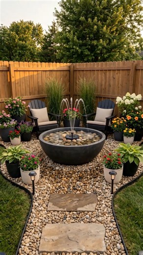 DIY Solar Fountain Backyard Transformation 💦🌿 #shorts