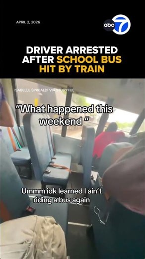 Driver arrested after school bus full of children hit by train