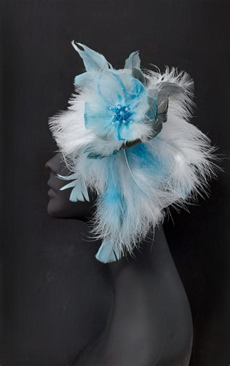 Blue Feather Fascinator, Vintage Style Headpiece, Spring Wedding - Etsy