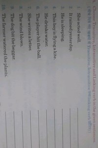 Identify Transitive, Intransitive, and Linking VerbsChoose th... | Filo