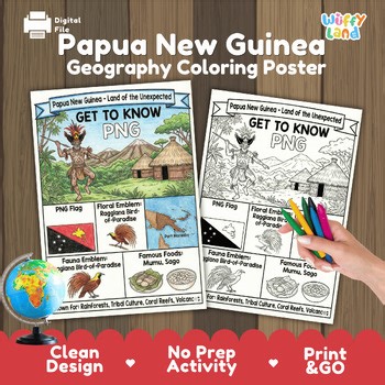 Papua New Guinea Geography Worksheet Coloring Country Study Oceania Activity