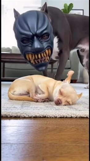 Chihuahua Sees Pitbull in a Scary Mask… and His Reaction Is Comedy Gold 😂🐶💀 #chihuahua #funnyvideos