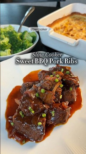 Slow Cooker Sweet Barbecue Pork Ribs 🍯🔥 the easiest dump-and-go crockpot recipe