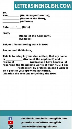 Letter for Volunteering in NGO