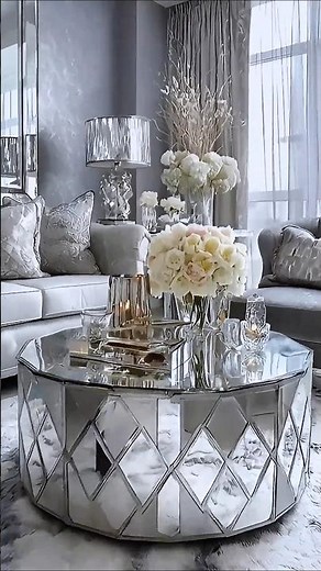 Glam Luxury Silver Living Room Lounge | Modern Interior Design Inspiration.✨ #opulentinteriors #home