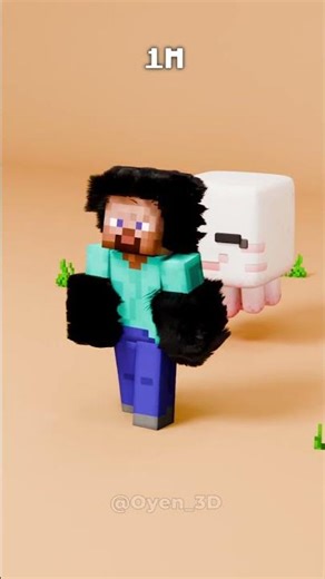 🔥100 vs 1 Million Hair Minecraft Steve with Ghastling | Blender Hair Particle Simulation