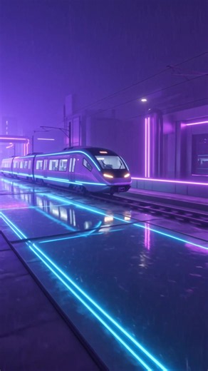 Neon Train Passing Through Cyber City - Amazing Train Sound Effects | Sound Effects