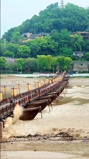 An ancient floating bridge meets the spring tide.
