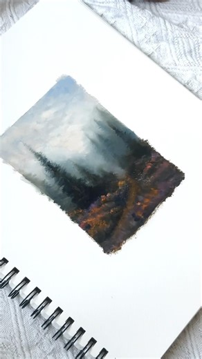 Easy Oil Painting Tutorial | Moody Mountains Meadow Landscape Painting