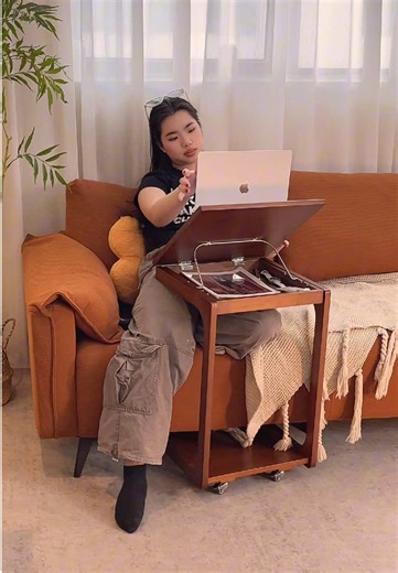 Versatile Rolling Side Table with Hidden Storage